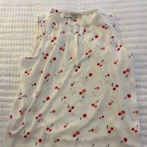 White loft, shirt with cherries, size small mix, textured